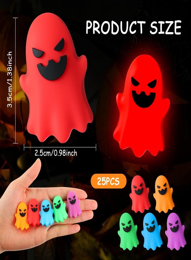 Simgoing 25 Pcs Halloween Glow in The Dark Mini Ghost Figurines, Halloween Treats Non Candy Gifts for Pumpkin Bucket, Luminous Tiny Ghost for Trick or Treat, Hide and Seek Party Favor, Spooky Decor - Image 2